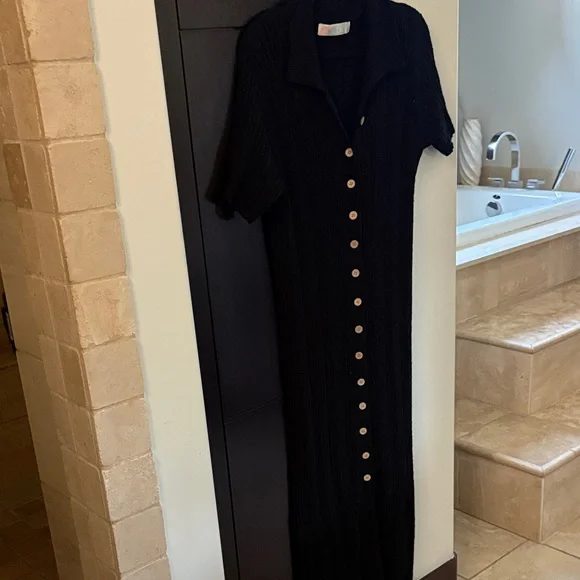 Free People Black Button-Down Midi Dress - Picture 4 of 4